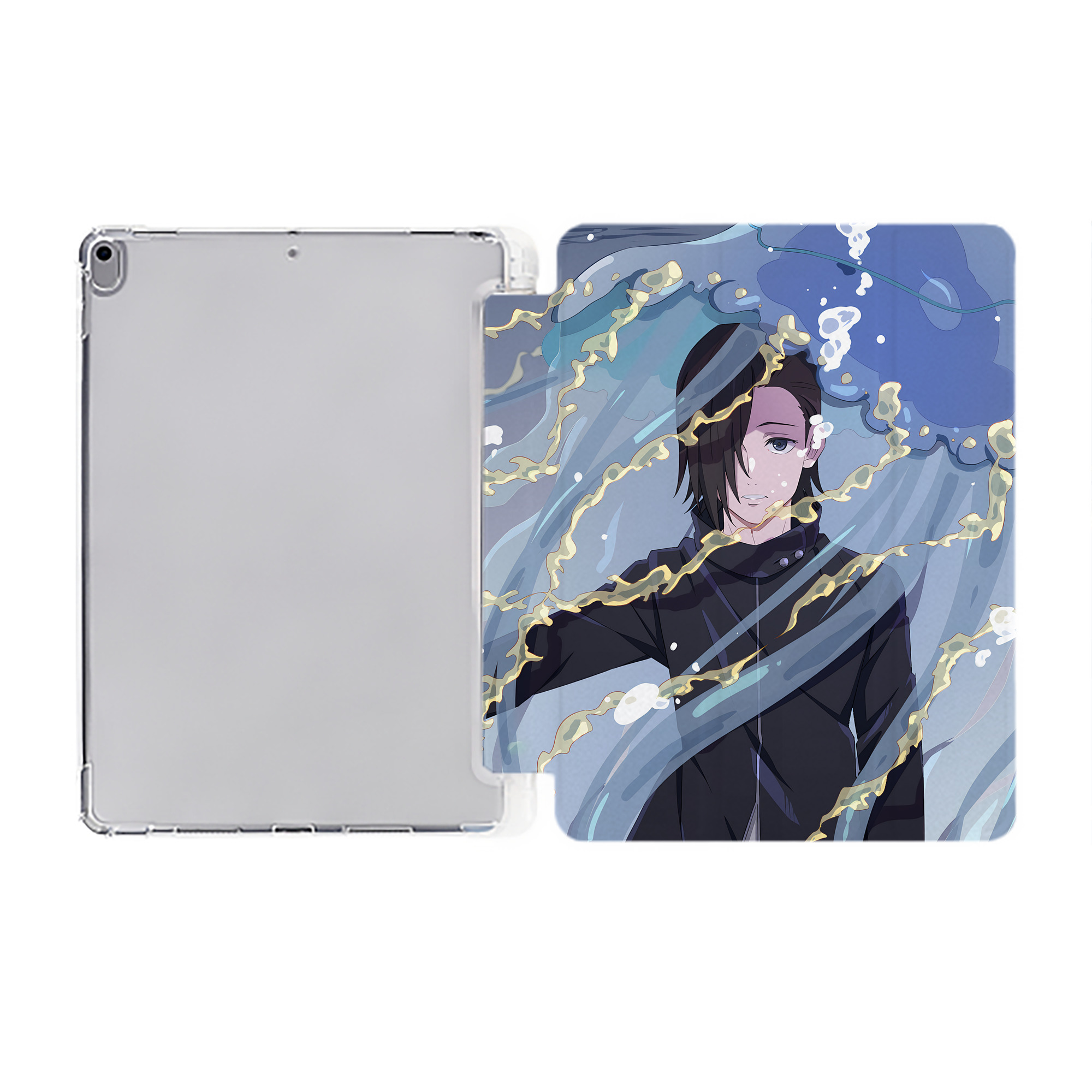 （画像用） 呪術廻戦 Jujutsu Kaisen IPad ケース ペン収納付き 三つ折りスタンド PUレザー×シリコン 対応機種9.5/10.5/10.9インチ